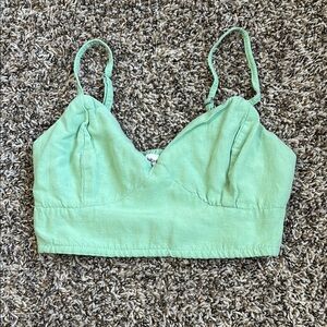 Midnight Sky Linen Blend Mint Green Crop Top